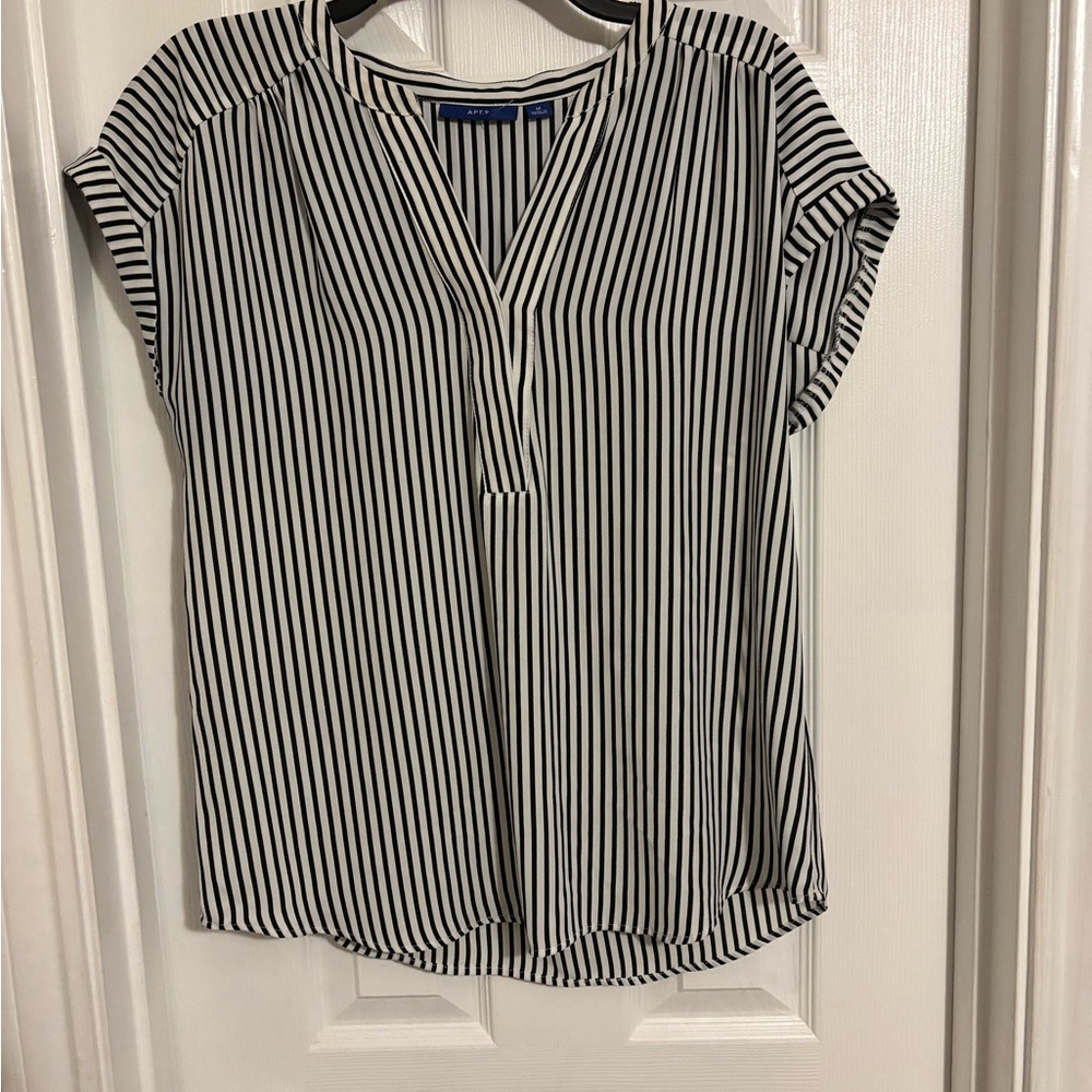 Apt. 9 Black and White Striped Blouse